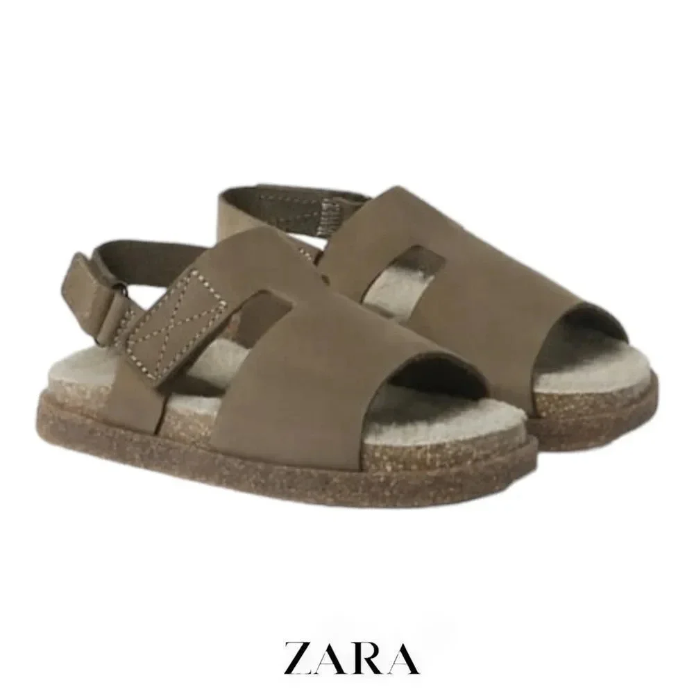 ZARA Kids | Taupe Gray | LEATHER SANDALS